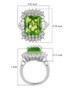 green quartz triplet and white zircon halo ring in rhodium over sterling silver shown for size comparison