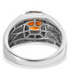 full view of mens citrine black spinel and white zircon ring in rhodium over sterling silver