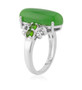 side view of green jade and chrome diopside ring in rhodium over sterling silver