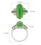 green jade and chrome diopside ring in rhodium over sterling silver shown for size comparison