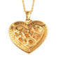 back view of spessartine garnet and moissanite heart necklace in 18k yellow gold over sterling silver