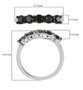 black diamond 5 stone wedding ring in rhodium over sterling silver shown for size comparison