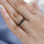 \black diamond 5 stone sterling silver band ring on hand