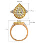 chrysoberyl and white zircon pear halo ring in 18k yellow gold over sterling silver shown for size comparison
