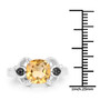 citrine and black spinel cushion ring size reference