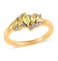 chrysoberyl marquise and white zircon ring in 18k yellow gold over sterling silver