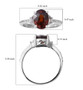 full view of red zircon and white zircon wedding ring in rhodium over sterling silver