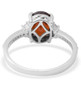 back view of red zircon and white zircon wedding ring in rhodium over sterling silver