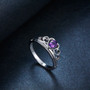 amethyst crown ring in rhodium over sterling silver shown in a lifestyle photo