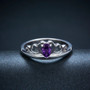 front view of amethyst crown ring in rhodium over sterling silver