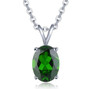full view of rhodolite garnet 8x6mm oval solitaire pendant necklace in solid 14k white gold