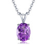 rhodolite garnet 8x6mm oval solitaire pendant necklace in solid 14k white gold