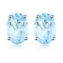 blue apatite 7x5mm oval stud earrings in solid 14k white gold