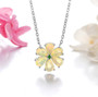 front view of ethiopian opal and chrome diopside flower necklace in rhodium over sterling silver