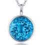 bezel set swiss blue topaz 11mm round solitaire pendant necklace in rhodium over sterling silver