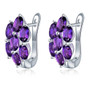 amethyst cluster j-hoop earrings in rhodium over sterling silver