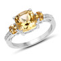 citrine and white topaz three stone ring in rhodium over sterling silver