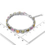 natural multicolor tourmaline adjustable tennis bracelet in rhodium over sterling silver shown for size comparison