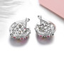 clasp detail of multi color tourmaline and white zircon cluster earrings in rhodium over sterling silver
