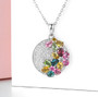 multi tourmaline and white zircon cluster pendant necklace in rhodium over sterling silver shown in a lifestyle photo