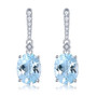 front view of citrine and diamond drop earrings in solid 14k white gold