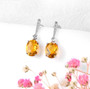 citrine and diamond in 14k white gold drop earrings live studio