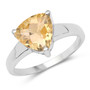 citrine trillion cut solitaire ring in rhodium over sterling silver