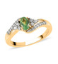 tsavorite garnet and moissanite bypass ring in 18k yellow gold over sterling silver
