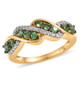 tsavorite garnet and white zircon band ring in 18k yellow gold over sterling silver