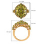 vesuvianite and chrome diopside cluster ring in 18k yellow gold over sterling silver shown for size comparison