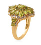 side view of vesuvianite and chrome diopside cluster ring in 18k yellow gold over sterling silver