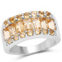 citrine baguette band ring in rhodium over sterling silver