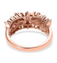 full view of pink tourmaline and white zircon flower cluster band ring in 18k rose gold over sterling silver