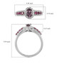 purple spinel rhodolite garnet and zircon halo ring in rhodium over sterling silver shown for size comparison