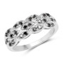 black diamond interwoven band ring in rhodium over sterling silver