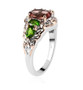 side view of pink apatite and chrome diopside ring in 18k rose gold and rhodium over sterling silver