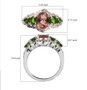 pink apatite and chrome diopside ring in 18k rose gold and rhodium over sterling silver shown for size comparison