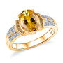 front view of yellow sapphire yellow and white diamond ring in 10k yellow gold