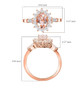 morganite and white zircon halo ring in 18k rose gold over sterling silver shown for size comparison