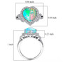 ethiopian opal and lab grown diamond heart shaped halo ring in 10k white gold scale
