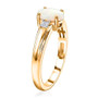 australian white opal and moissanite three stone ring in 18k vermeil yellow gold over sterling silver side profile