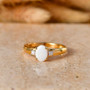 australian white opal and moissanite three stone ring in 18k vermeil yellow gold over sterling silver live studio