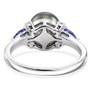 tahitian pearl tanzanite and moissanite three stone ring in rhodium over sterling silver undergallery