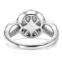 tahitian pearl and moissanite halo split shank ring in rhodium over sterling silver