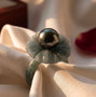 tahitian pearl and guatemalan jadeite jade carved flower ring with rhodium over sterling silver live studio