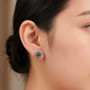 tahitian pearl and guatemalan jadeite jade carved flower earrings with rhodium over sterling silver on model