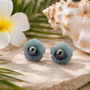 tahitian pearl and guatemalan jadeite jade carved flower earrings with rhodium over sterling silver live studio