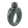 side view of tahitian pearl and guatemalan jadeite solitaire dome band ring