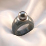 tahitian pearl and carved guatemalan jadeite jade dome band ring with rhodium over sterling silver live studio