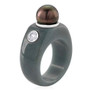side view of tahitian pearl guatemalan jadeite and moissanite dome band ring